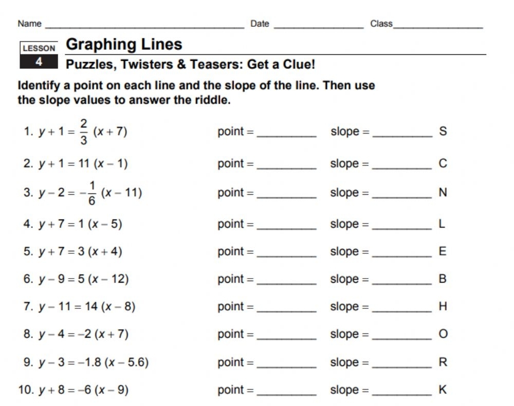 Writing Equations In Point Slope Form Worksheet Printable Worksheets