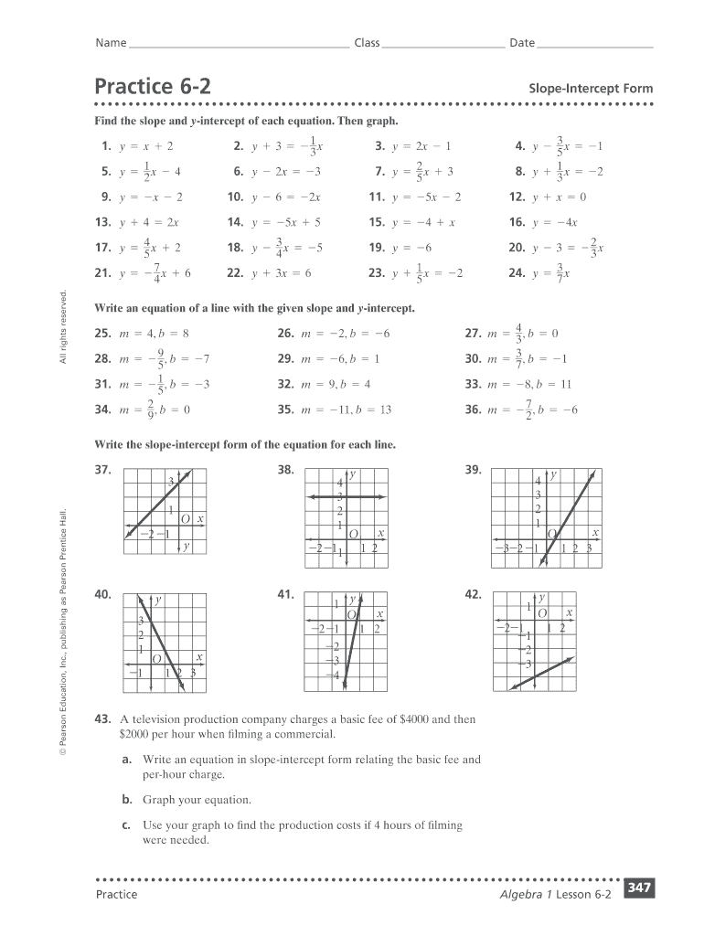 converting equations to slope-intercept form worksheet