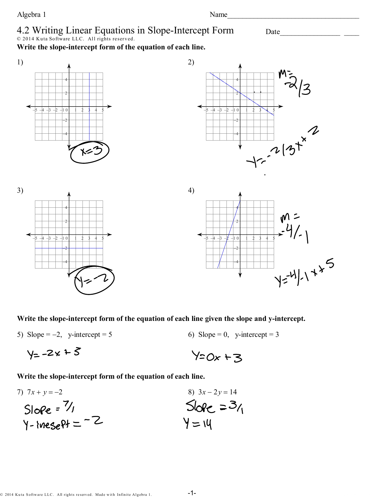 Writing Equations Of Lines Worksheet E streetlight