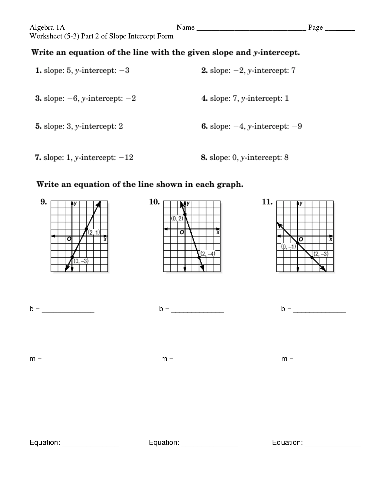 Writing Equations Of Parallel And Perpendicular Lines Worksheet Answers 