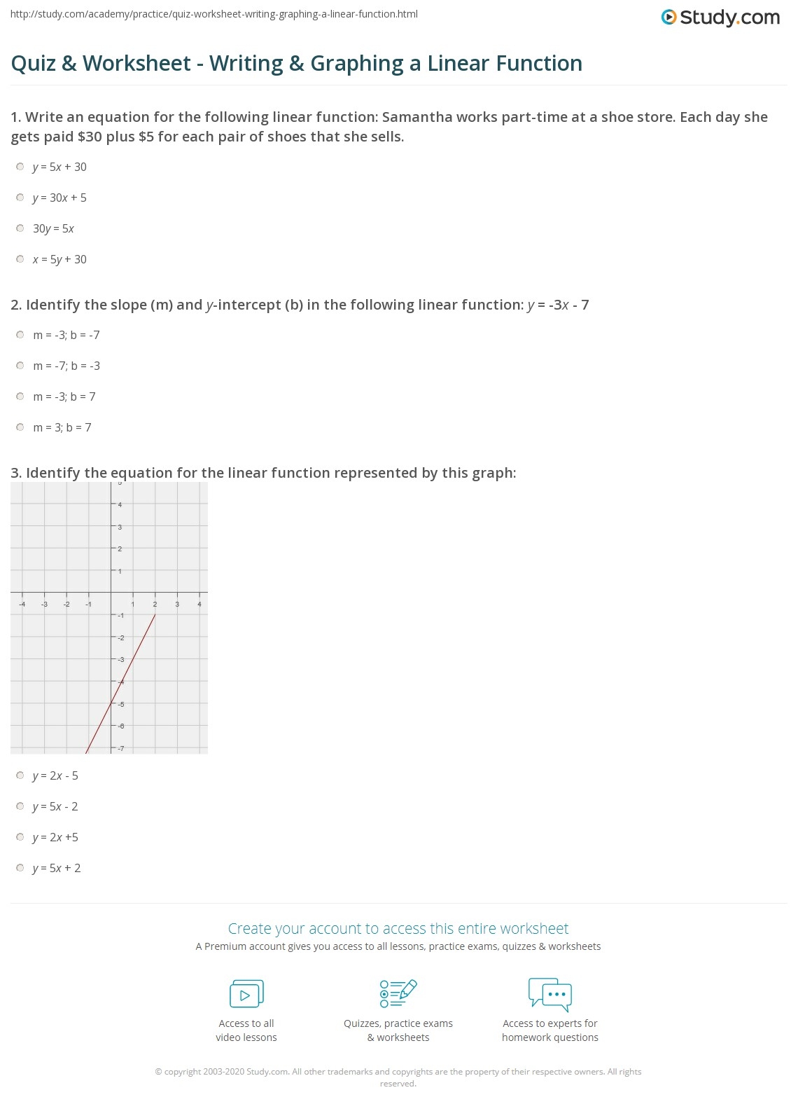writing equations from graphs worksheet