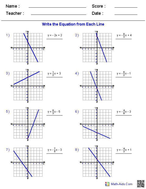 Writing Linear Equations From Situations And Graphs Worksheet Answer 