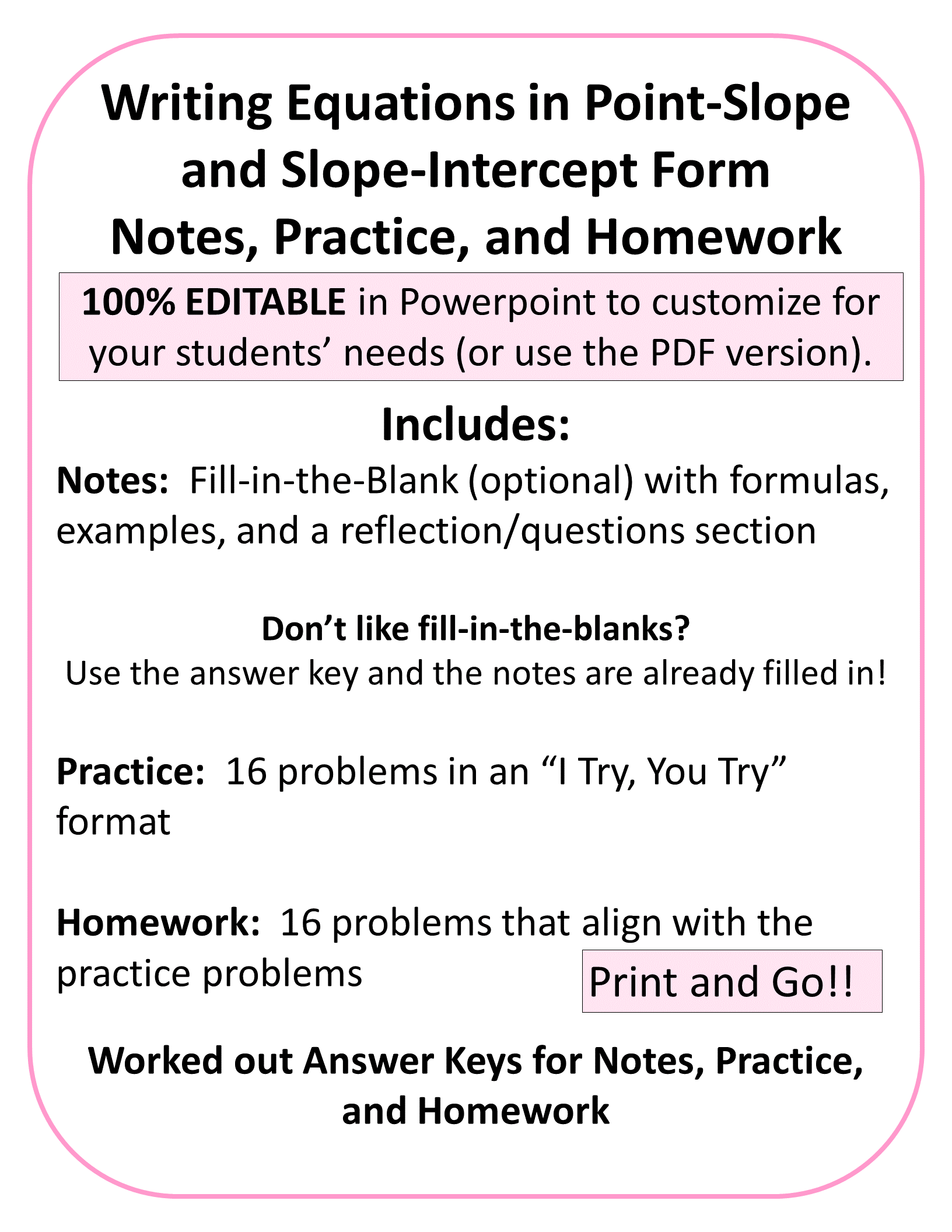 Writing Linear Equations In Point Slope Form Worksheets Library
