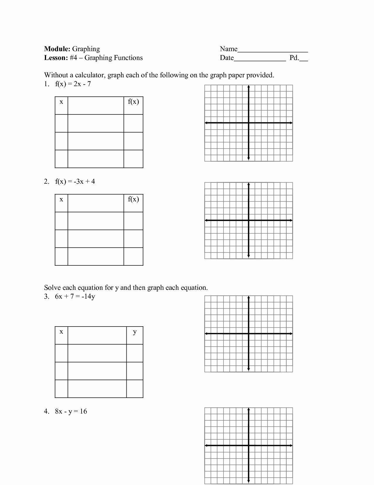Writing Quadratic Equations From Tables Worksheet Pdf