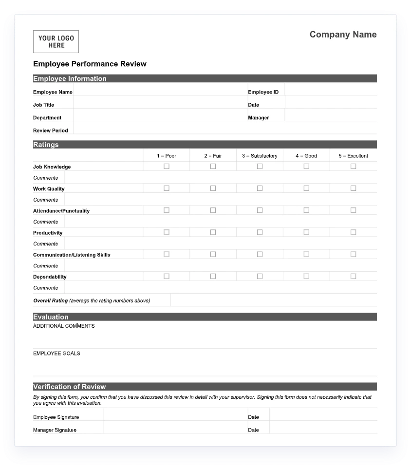 12 Microsoft Word Performance Review Templates Free 