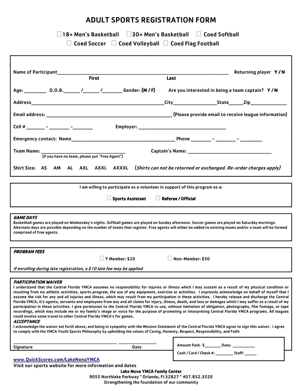 35 Free Printable Sports Registration Form Templates PDF American Templates