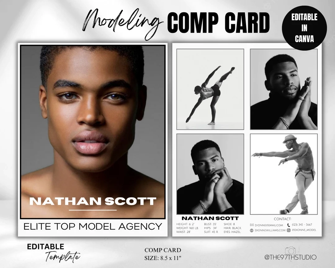 Buy Male Model COMP CARD Template Modeling Photocard Zed Card For Models Z Card Fashion Resume Card Modeling Comp Card Editable Template Online In India Etsy