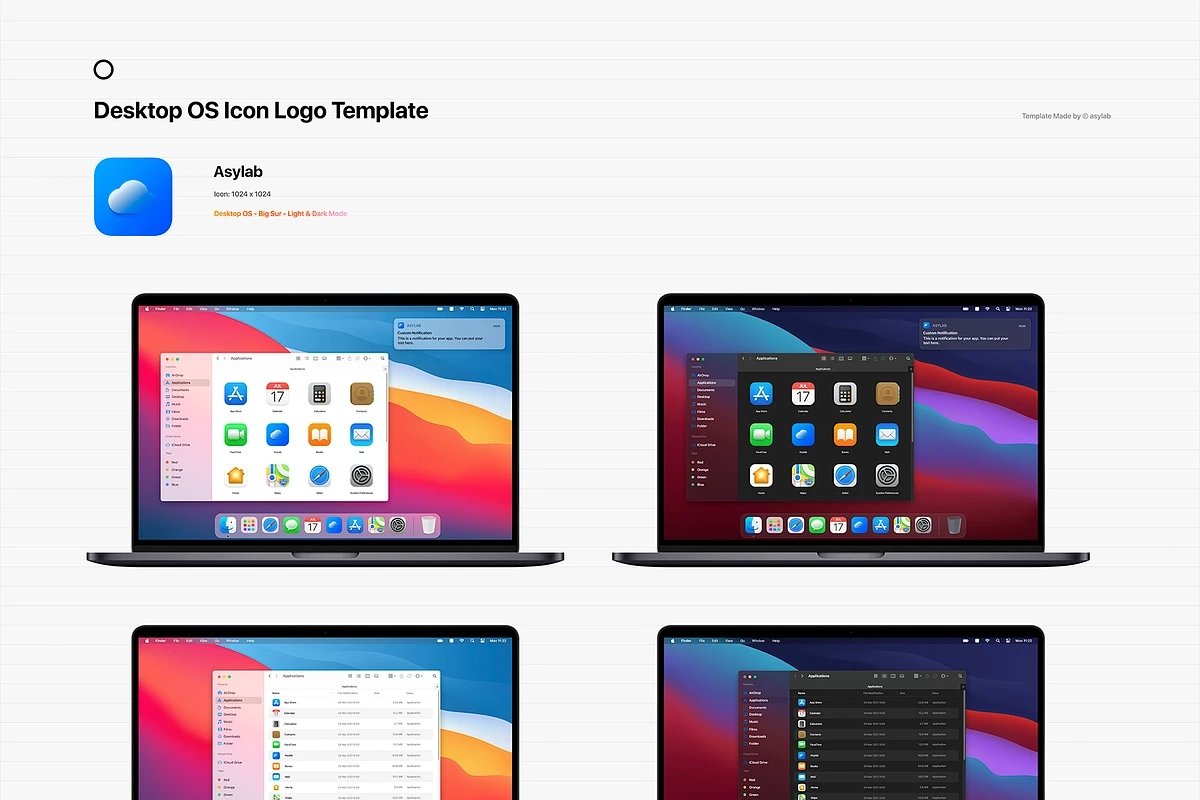 Desktop OS Icon Template Mockup PSD
