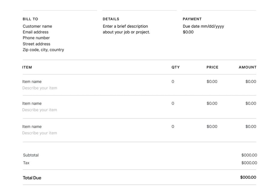 Free Invoice Templates Customize In Word PDF Excel Square