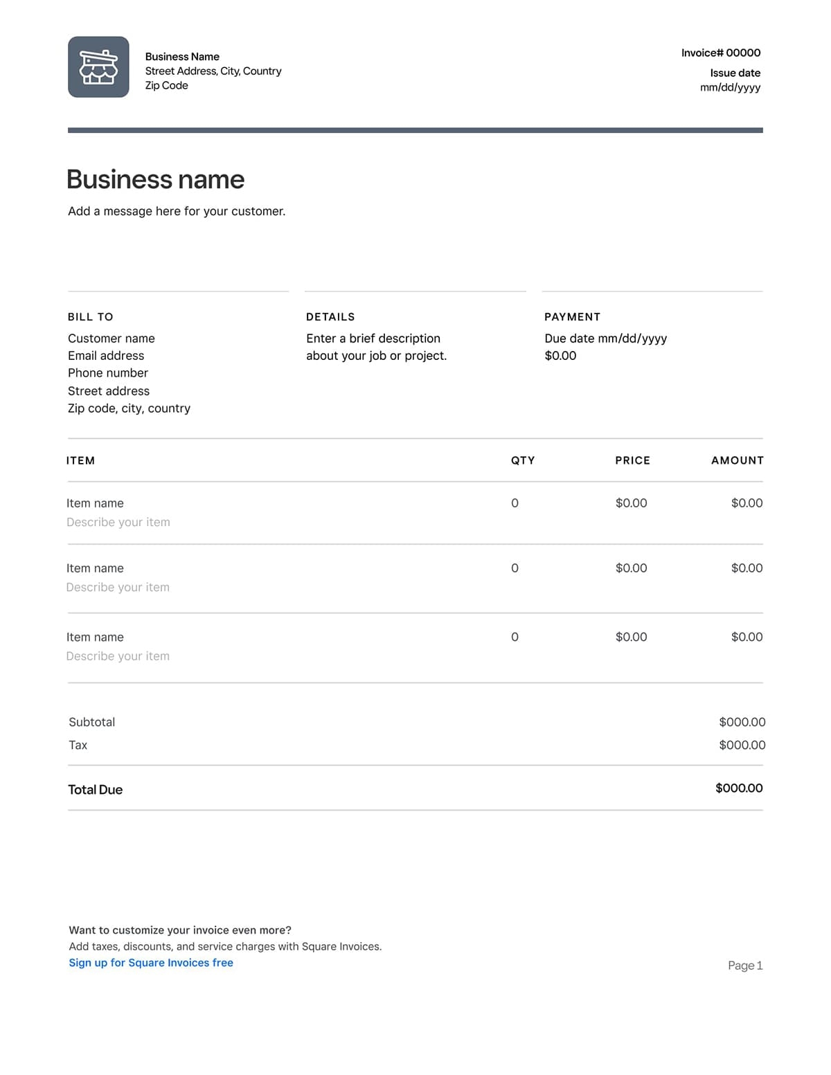 Free Invoice Templates Customize In Word PDF Excel Square