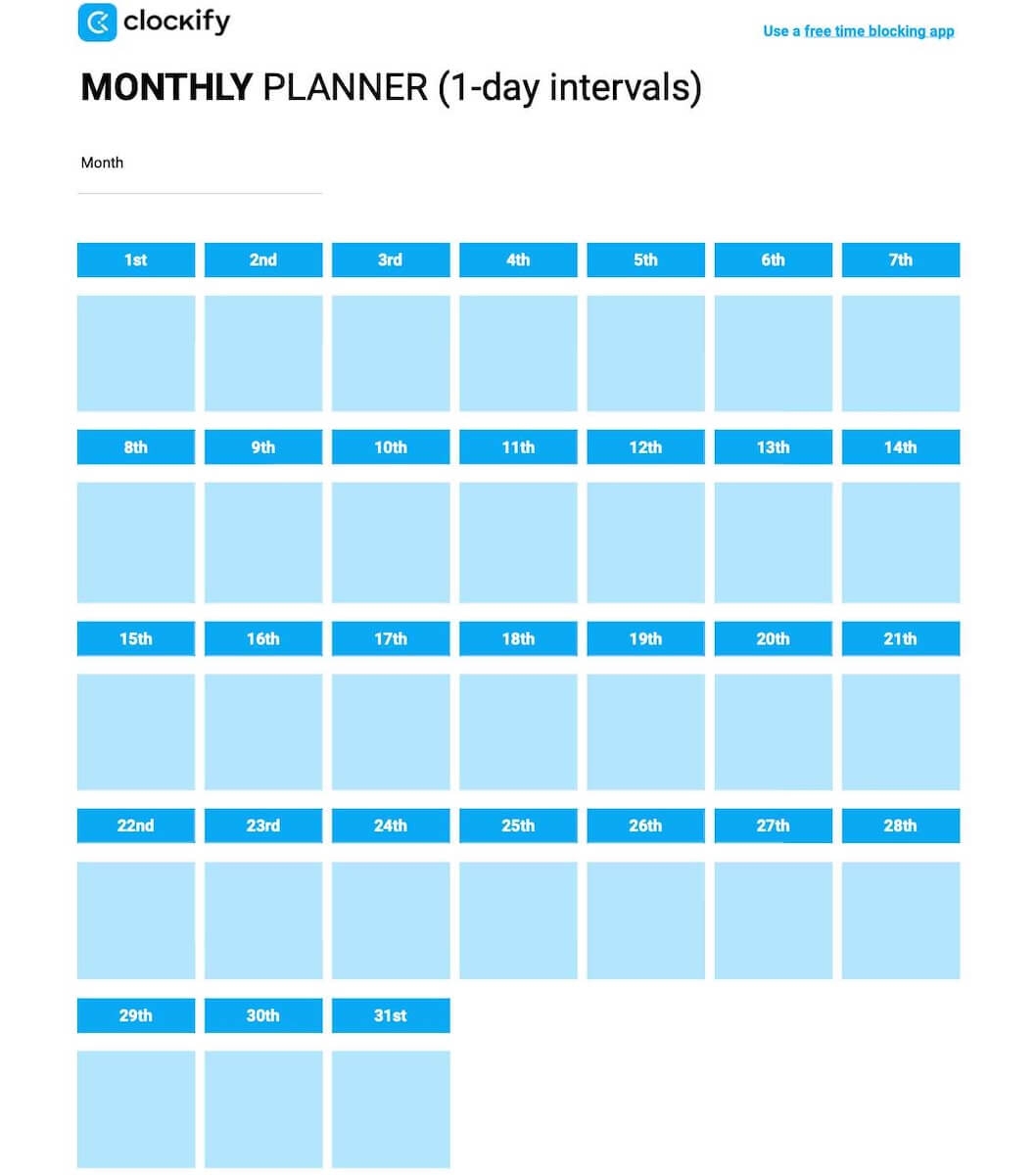 Free Time Blocking Templates 9 Printable Downloads 