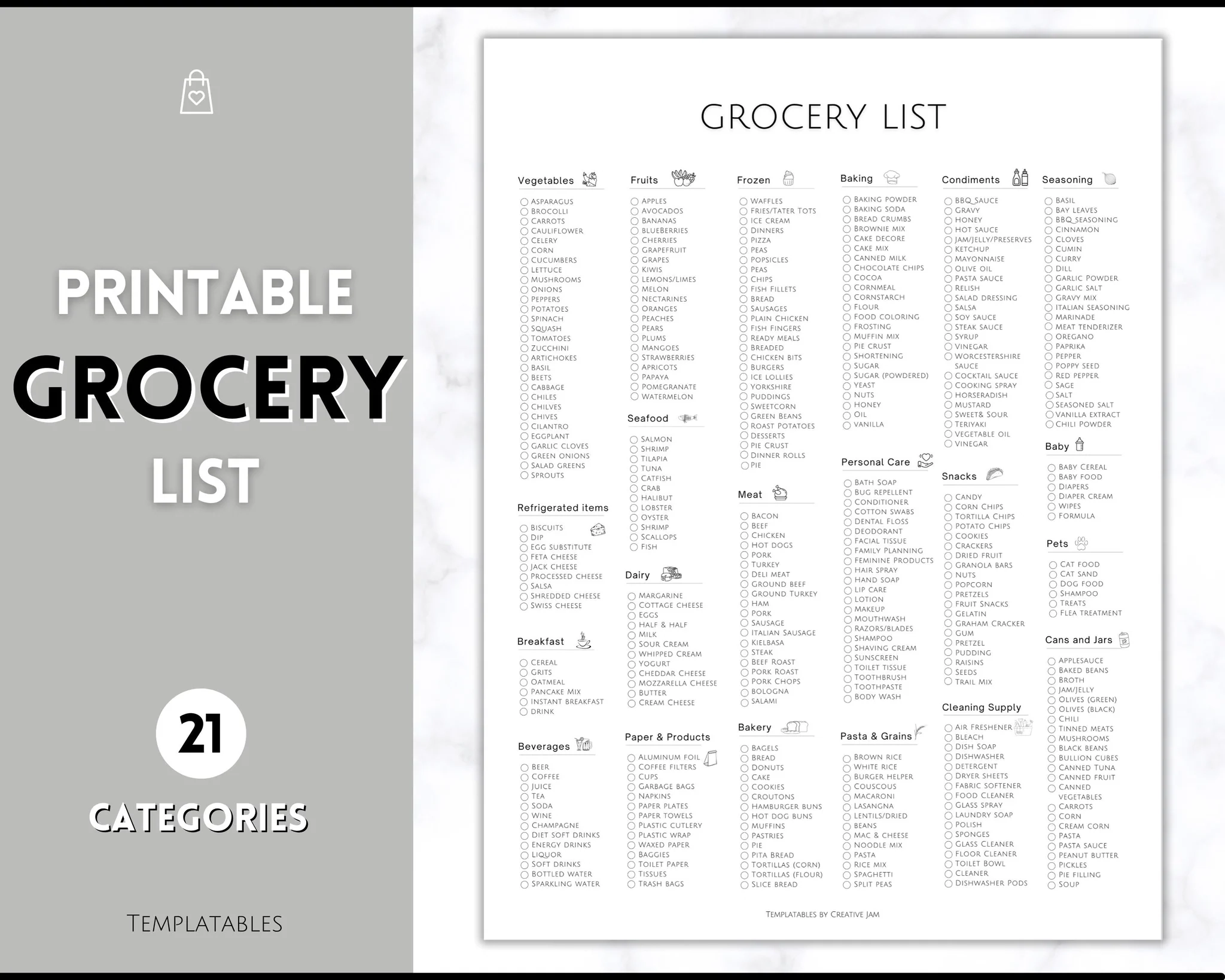 grocery shopping list template
