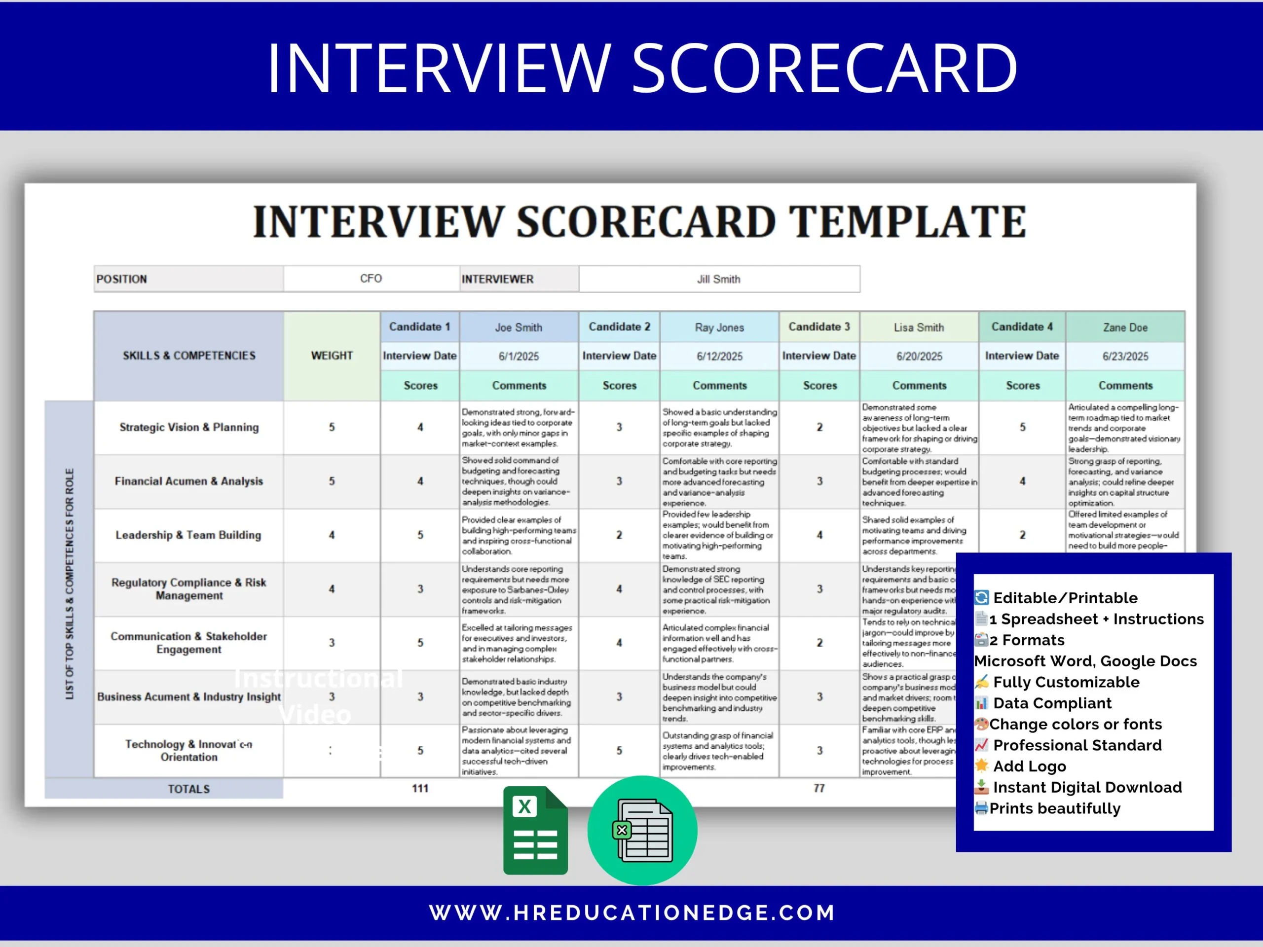 recruiting scorecard template