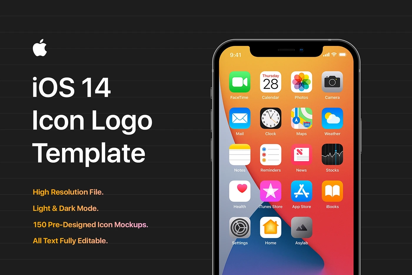 IOS 14 Icon Template Mockup PSD Behance