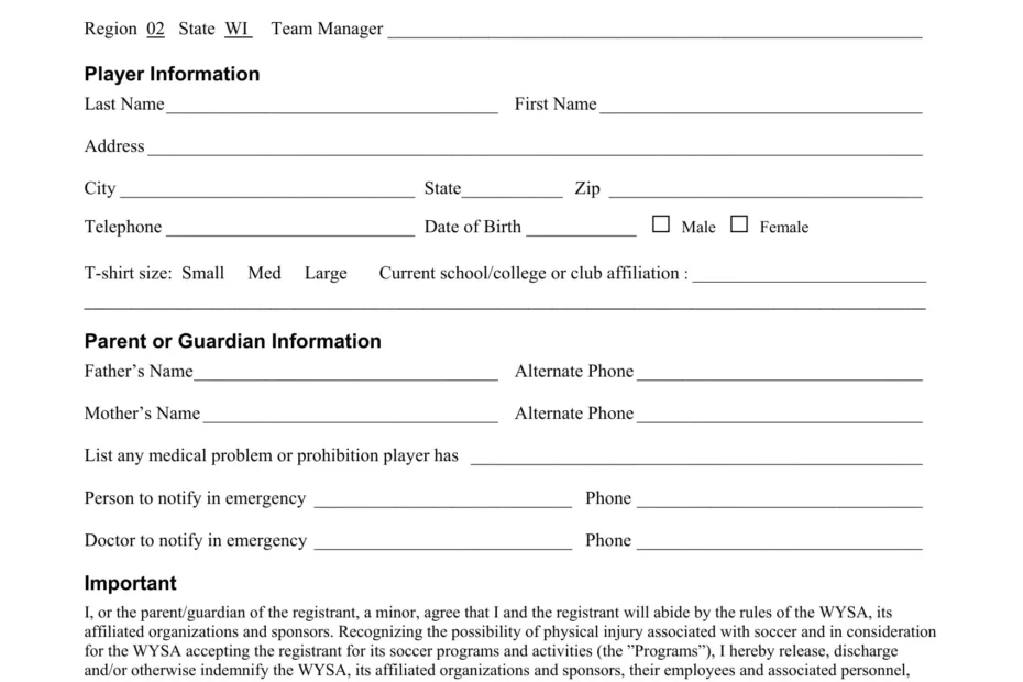 Player Registration Form Fill Out Printable PDF Forms
