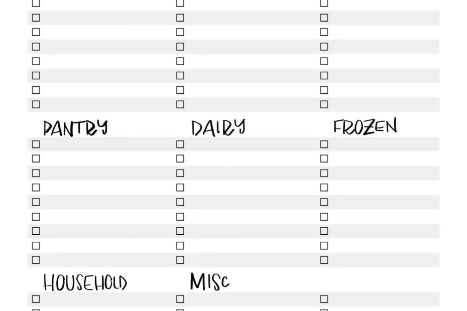 Printable Grocery List Template PDF Instand Download Etsy